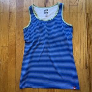 The North Face Tank Top Womens M Blue Stripe VaporWick Athletic Running Hiking